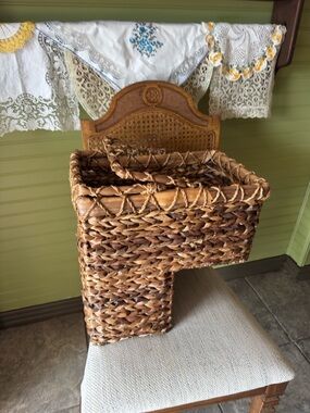 Woven Water Hyacinth Side Basket - Natural Brown
